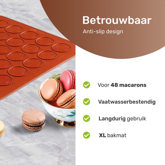 Macarons bakmat - Voor 48 stuks - Macaron - Siliconen bakvormen - Set - Vaatwasserbestendig - Ovenbestendig - Macarons mat - Ovenmat