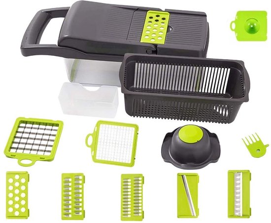 Groentesnijder - Slicer dicer - Groentehakker - Mandoline - groentesnijder - Incl. 7 mesjes - incl Schilmes - kaasrasp - incl eierscheider - allessnijder-