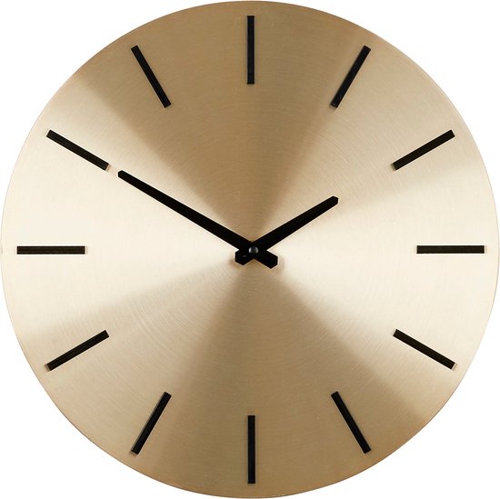 Mica Decorations Brixen Wandklok - Aluminium - op Batterij - 36 cm - Goud