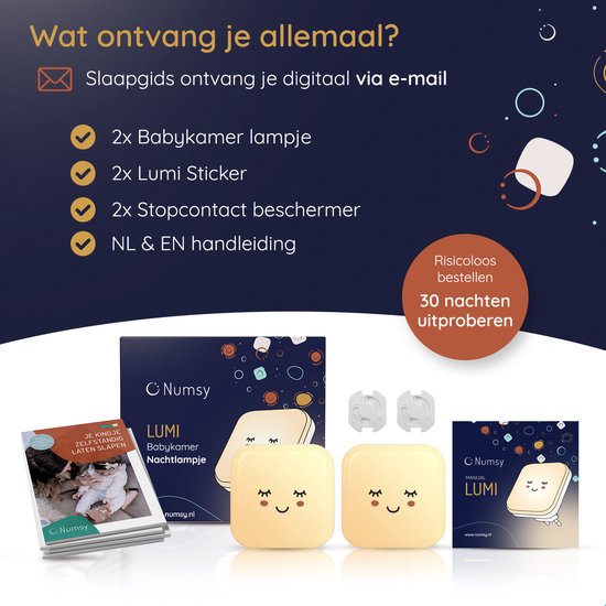 Numsy Babykamer Nachtlampje Stopcontact - Automatische Lichtsensor