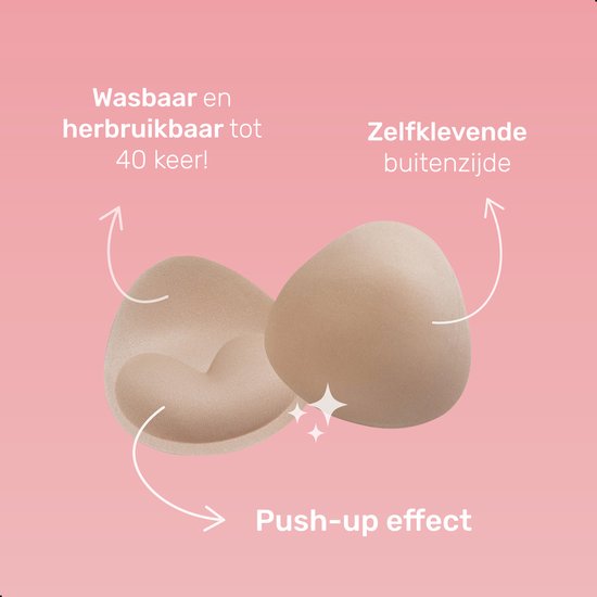 Soft & Silky BH pads - Waterbestendig - Push up - Beige