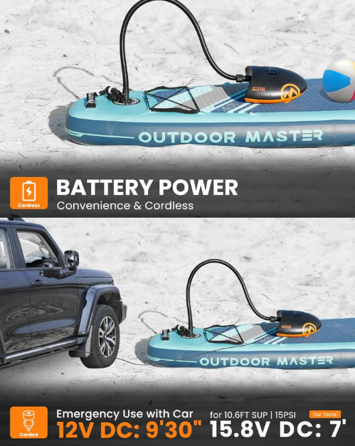 OutdoorMaster Shark 2S hogedruksupluchtpomp - Zwart & Oranje - 20 PSI