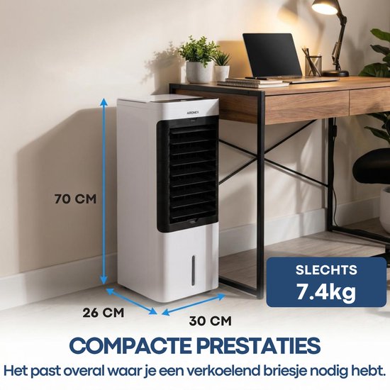 Aironex Aircooler / Luchtkoeler – Met Koelelementen, 5L Watertank, Afstandsbediening, Timer & LED Display – Voor Verfrissende Verkoeling - Geen Mobiele Airco, Maar Effectief Alternatief Zonder Slang