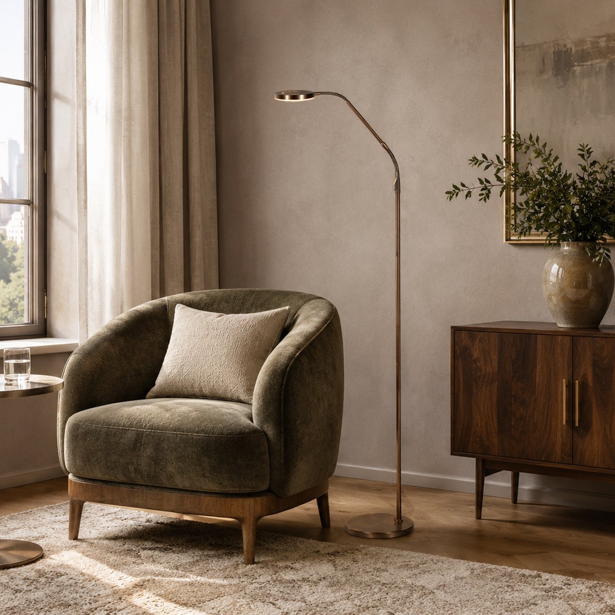 Steinhauer Exclusive - vloerlamp - Soleil2 - brons - kunststof metaal - design lamp - LED - 4389BR