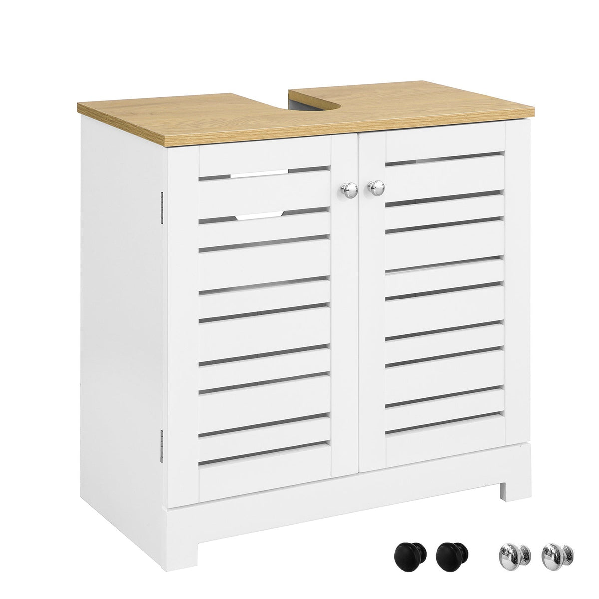 SoBuy Wastafelmeubel - 2 Laags - 2 Deurs - 60 x 30 x 59 cm - Wit