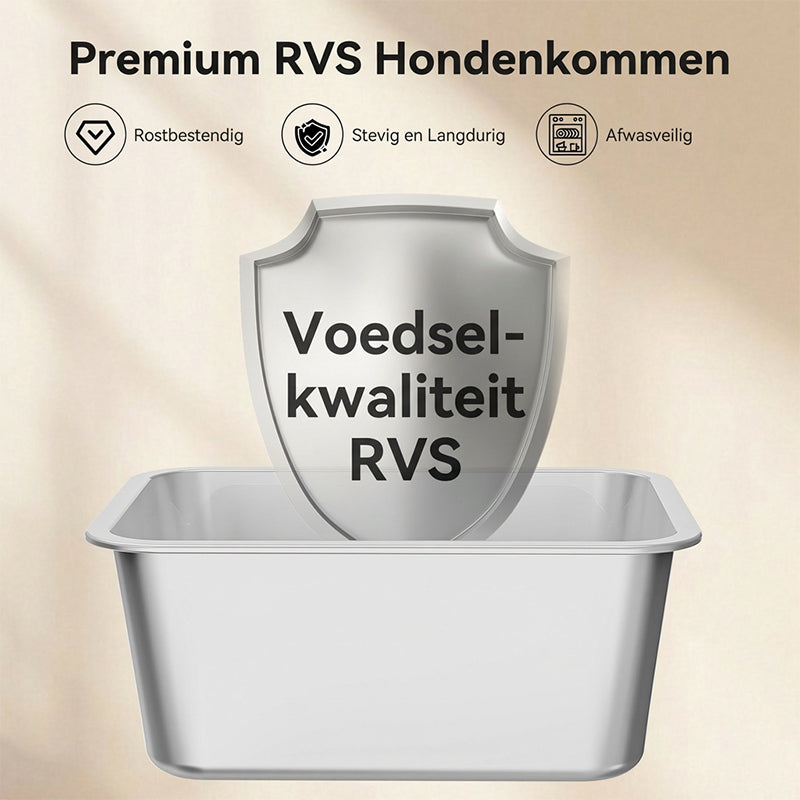 Blinkit 210-1 roestvrijstalen drijvende drinkbak / basis hondenbak, vierkant ontwerp met grote capaciteit, antispatwaterstructuur + grote antislipmat, geschikt voor honden en katten om te drinken, grijs