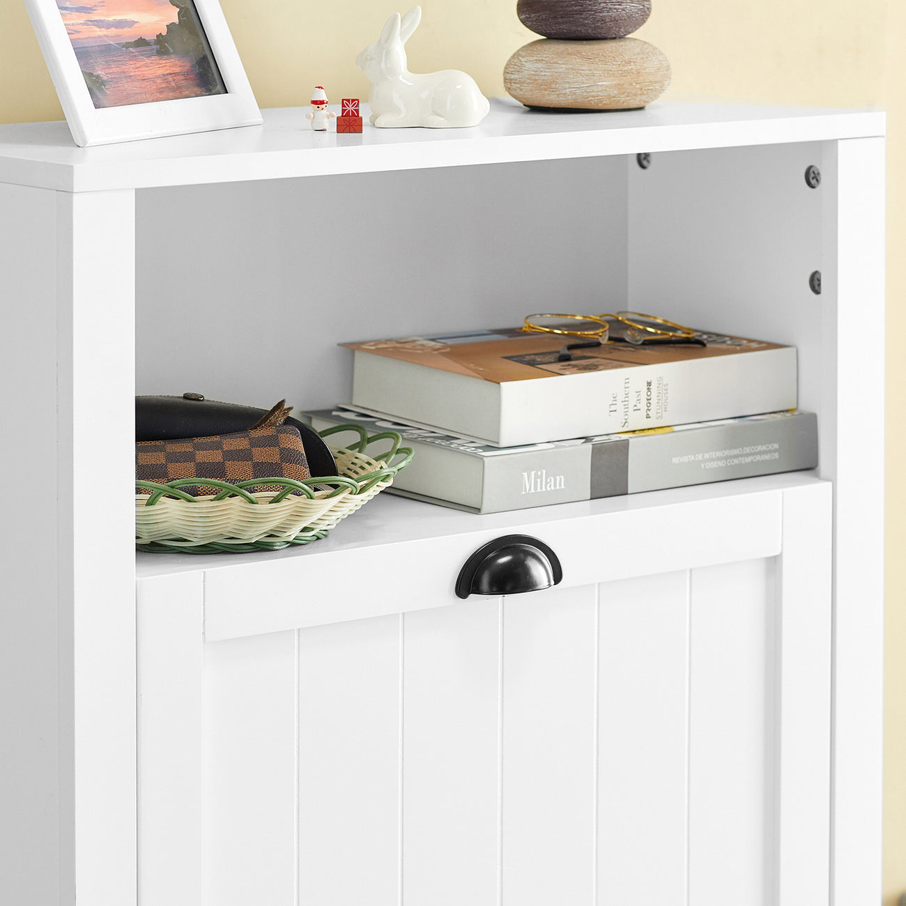 SoBuy FSR87-K-W Schoenenkast Met 2 Kleppen - 60 x 24 x 110 cm - Wit