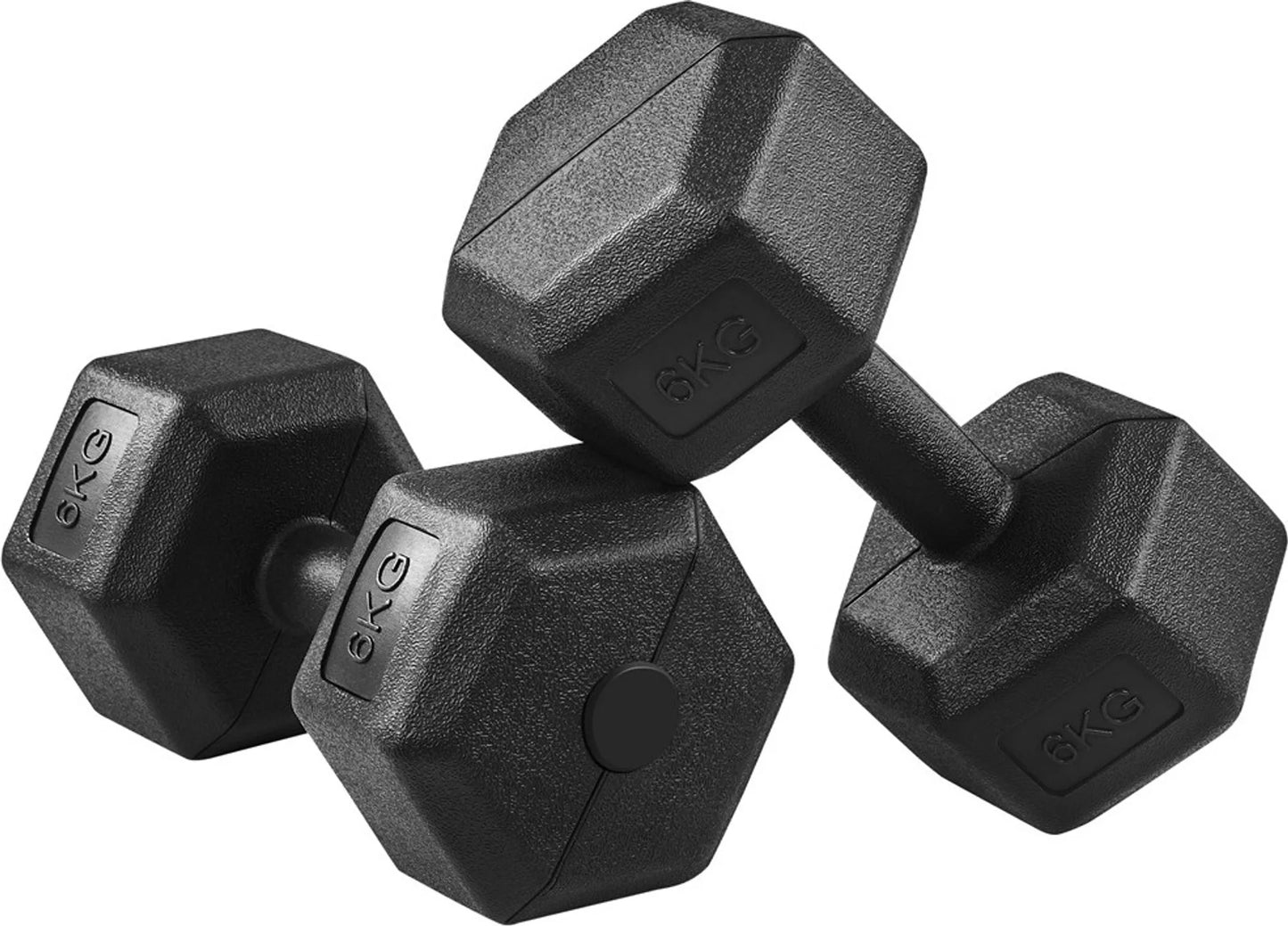Yaheetech Halterset 2 Stuks – 12 kg – Voorzien Van Zeshoekig Anti-Rol Ontwerp En Vloerbeschermende Kunststof Coating En Ergonomische Handgreep – Voor Krachttraining En Cardio – Zwart Beton En Metaal – 31 x 15,5 x 14 cm