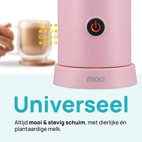 MOA Melkopschuimer Elektrisch - BPA vrij - Voor Opschuimen en Verwarmen - Roze - MF5P