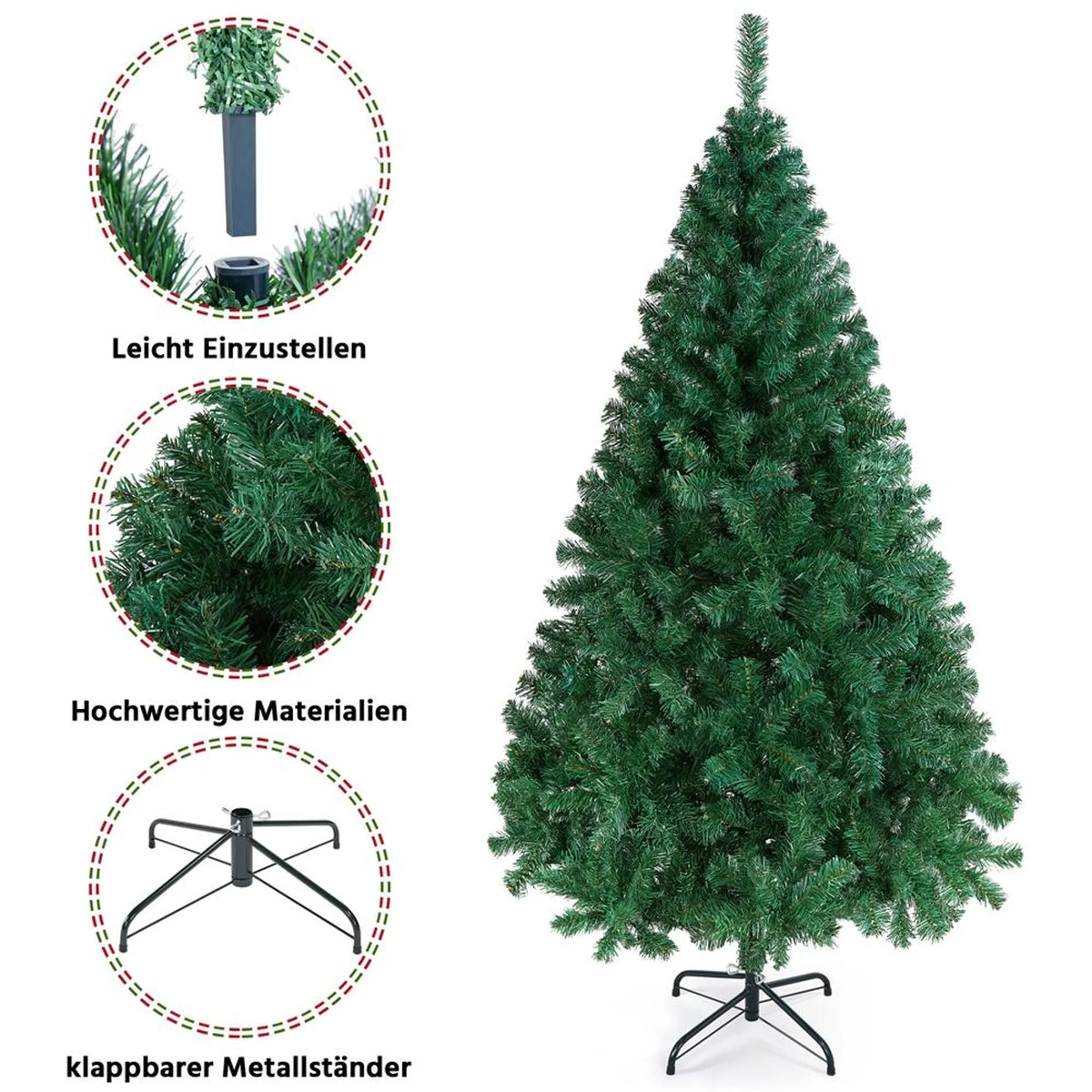 Yaheetech Kunstkerstboom - Groen - 110 x 183 cm - Opvouwbare Metalen Standaard