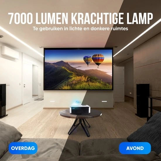 Strex Beamer – WiFi & Telefoonstreaming – 7000 lumen – 22 x 16 x 8,7 cm – Zwart