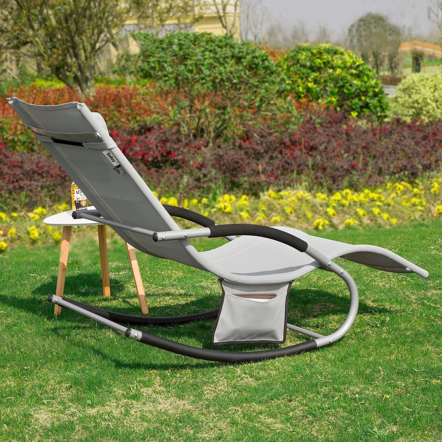 SoBuy Ligtstoel - Buiten - Max. 150 kg - Grijs