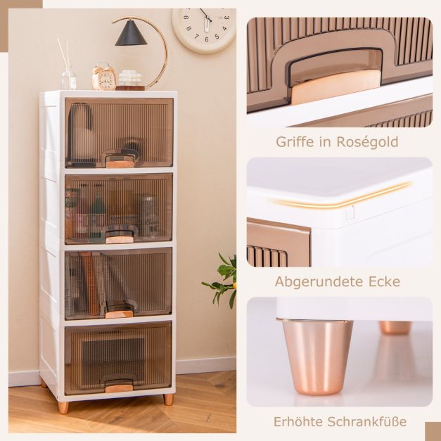 Coast Stapelbare Opbergboxen met Deuren – 4-delige Set 150 L – 45 x 38 x 117 cm – Wit