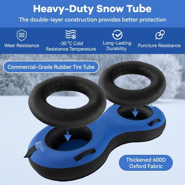 Coast 2-Zits Sneeuwslee - 200 cm - Met Trekband - Blauw