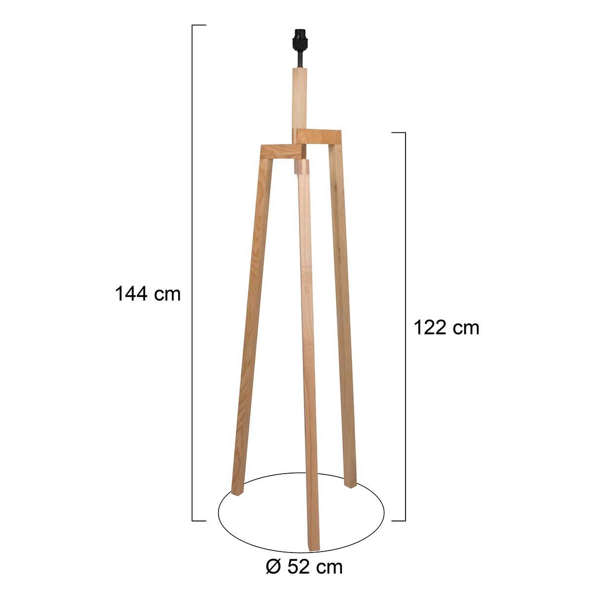 Vloerlamp Sabi 3408BE - Houten lamp zonder kap met E27 fitting, 144 cm hoog, in hoogte verstelbaar - Mexlite