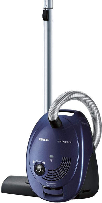 Siemens VS06A111 SynchroPower Stofzuiger met zak – Compact – 600 W – 4L stofzak – Blauw/Zwart