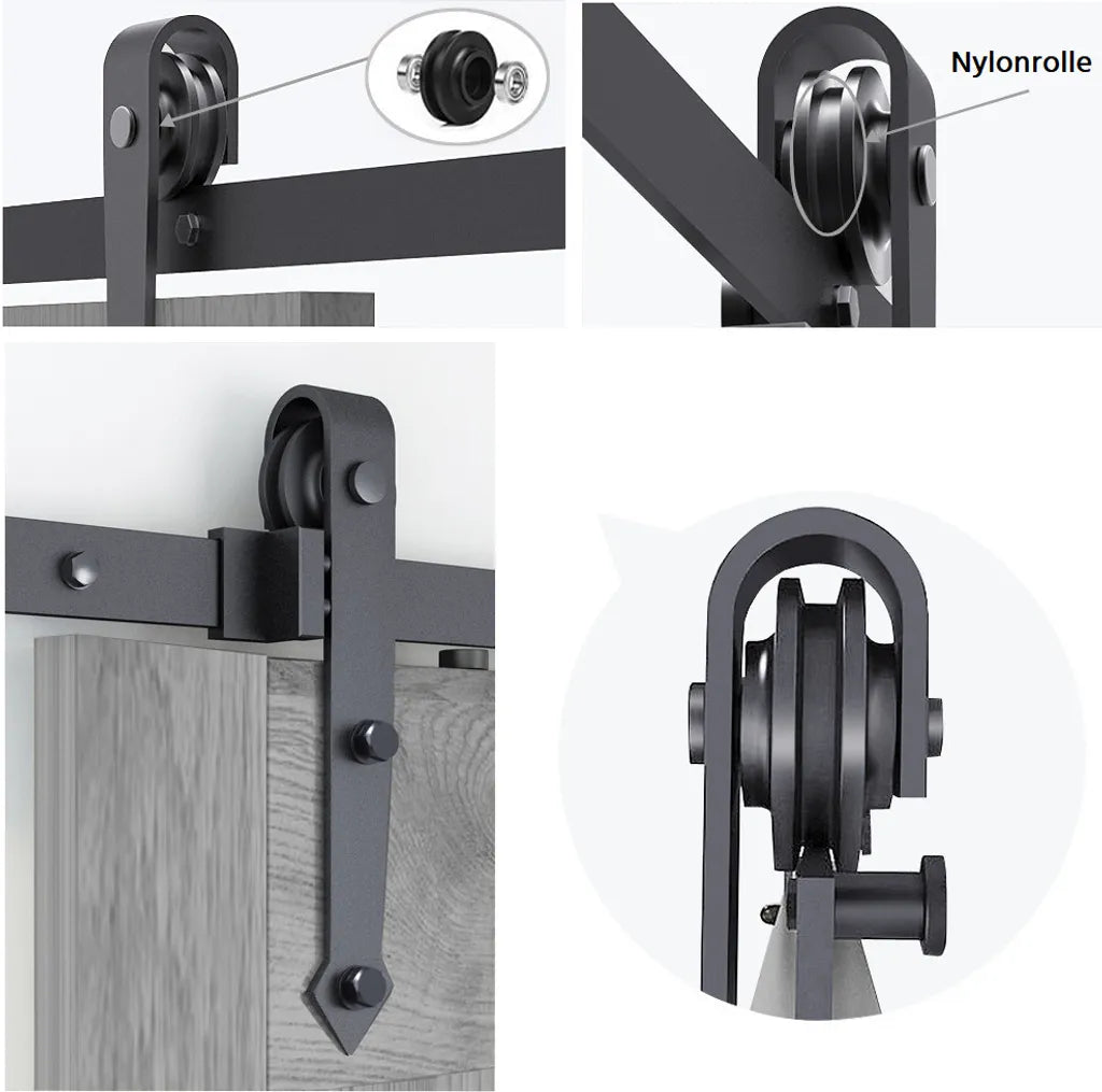 Yaheetech Schuifdeursysteem 366 cm met Montageset, Zwart