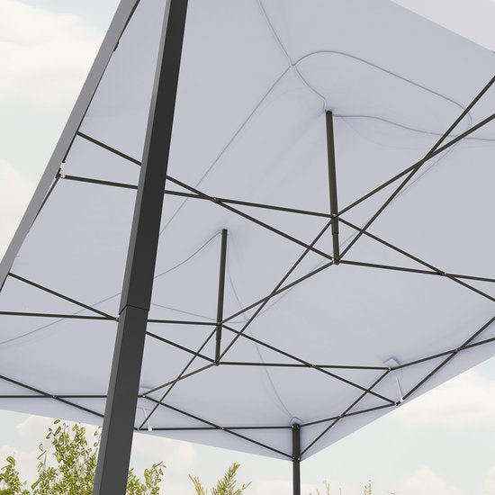 LifeGoods Partytent - Paviljoen - 3x4,5 m - Zijwanden - Easy Up - Opvouwbaar - Waterdicht - Draagtas met Wieltjes - Donkergrijs
