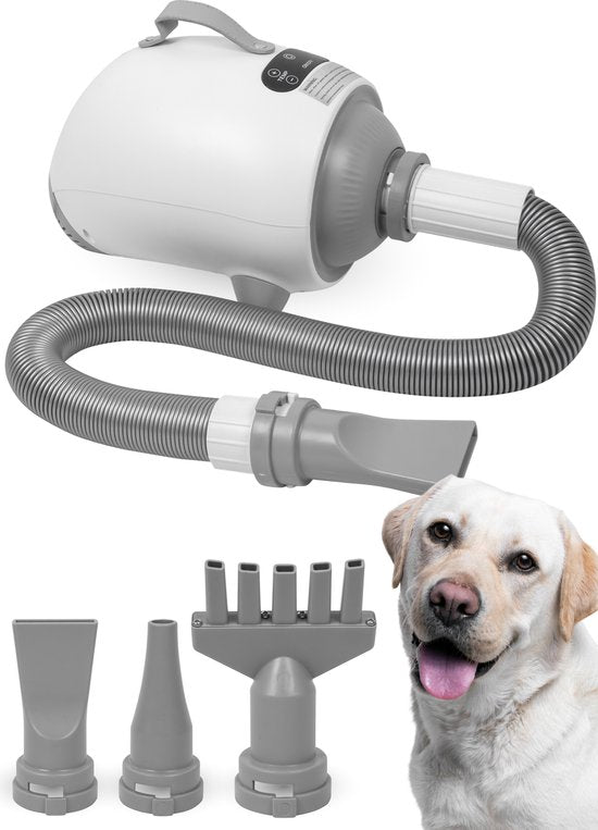 Nuvance - Hondenfohn - Waterblazer Hond - 2100W - met 3 Opzetstukken - Honden Droger - Waterblazer voor Honden - Verstelbaar Vermogen - Honden Fohn - Wit