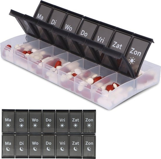 SafeLife XL medicijndoosje 7 dagen met ochtend / avond vakken - Nederlands - pillendoos - grote vakken - pillendoos 7 dagen