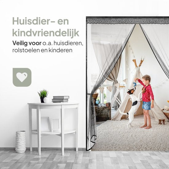 O'DADDY® Deurgordijn Deluxe FIBER - Magnetisch Vliegengordijn - Voor Nieuwbouw en Standaard Deuren - Eenvoudige Installatie - Deurhor Zwart - 150x230 cm