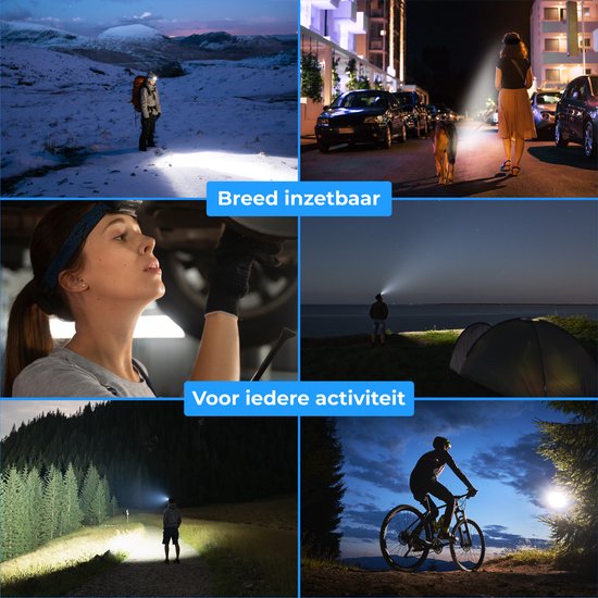 Nuvance - Hoofdlamp Led Oplaadbaar - Hoofdlampje - Usb Oplaadbaar - Breedstraler 230° met Bewegingssensor Koplamp - 350 Lumen - Verstelbaar