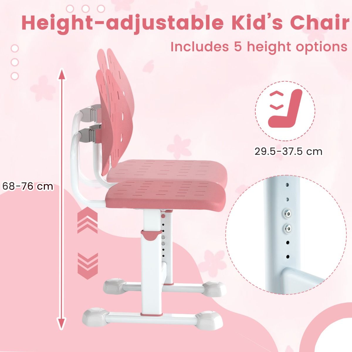 Coast Verstelbare Kinderstoel - Dubbele rugsteun - Ergonomisch - Roze