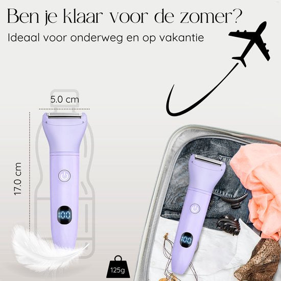 3-in-1 Ladyshave met Display - Gezicht - Oksels - Benen - Bikinilijn - Sansbeauté® - Scheerapparaat Vrouw - Ontharingsapparaat Electrisch Ontharen - Gezichtsontharing Dames - Trimmer Vrouw - Ladyshaves Bikini - USB Oplaadbaar