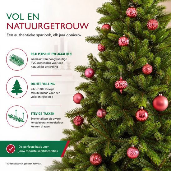 Triumph Tree Wyoming Kerstboom Serie - Kerstversiering voor in Huis met Volle Dennentakjes - Kunstboom met Realistische PVC Hardneedle Naalden - Groene Spar - H230 x Ø165 cm