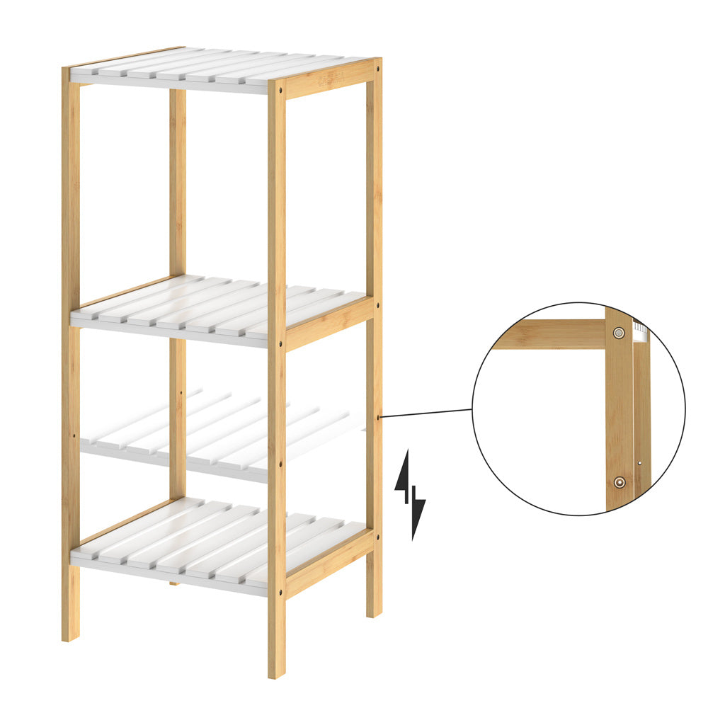 Casaria Badkamermeubel - Bamboe - 3 planken - 80 x 34 x 33cm - Wit