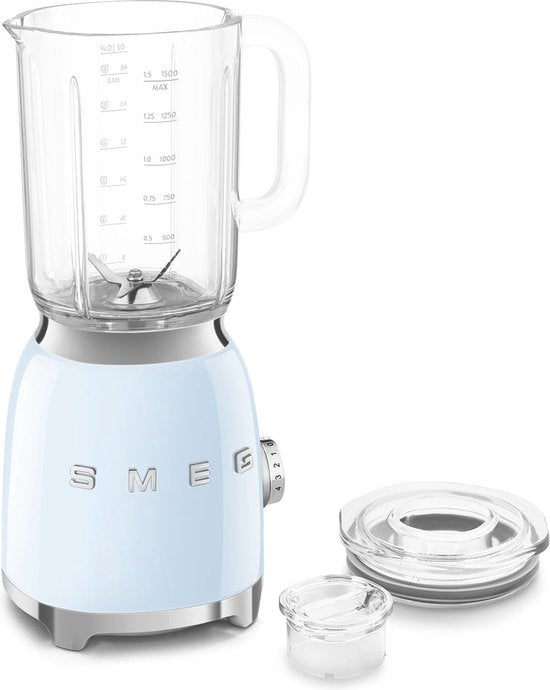 SMEG BLF03PBEU Blender - Smoothie Blender - 800W - 1,5L Tritan™ Kan - 4 Snelheden - Ice Crush & Smoothie Functie - '50s Style - Pastelblauw