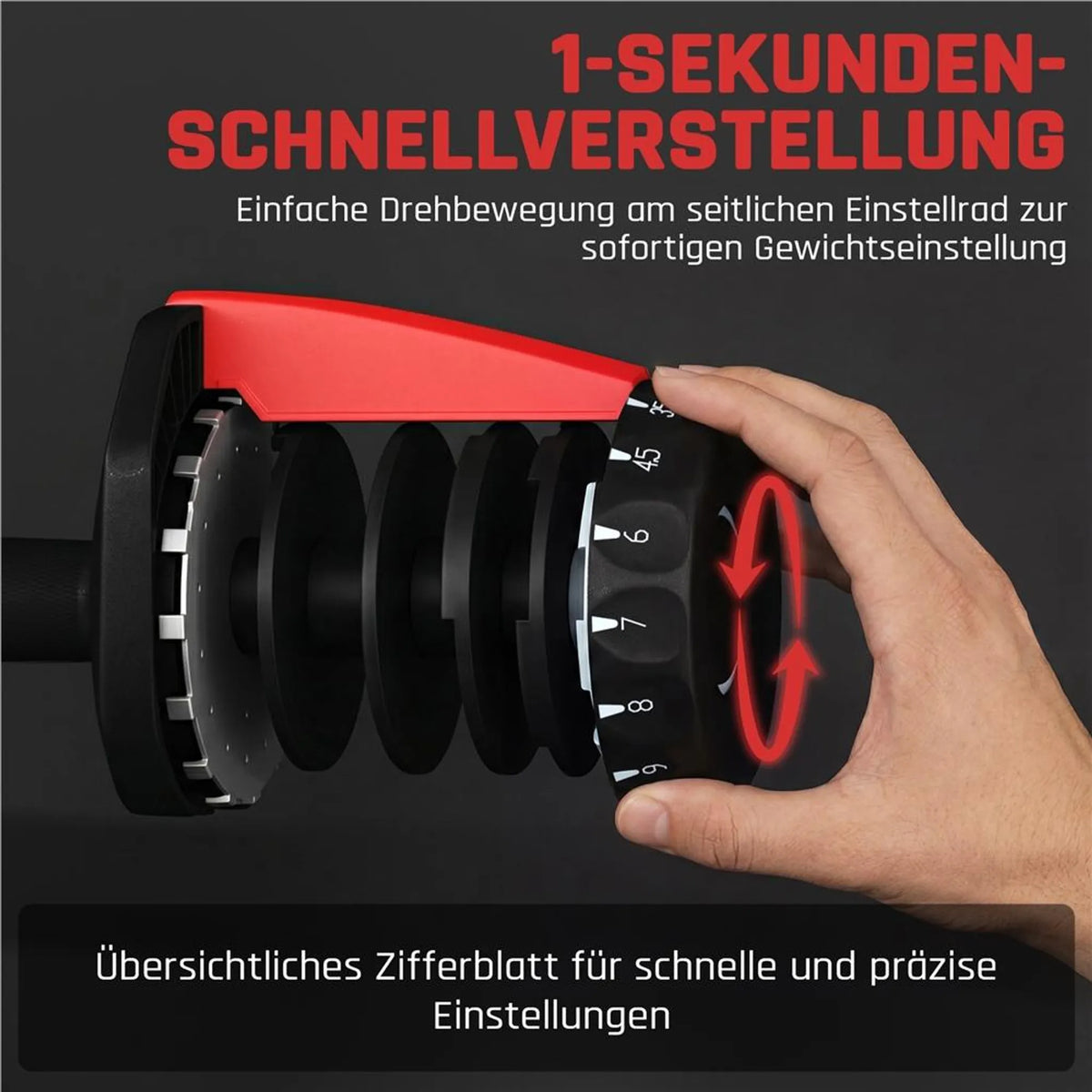 Yaheetech Verstelbare Dumbbellset 2,5-24 kg - 15-in-1 Snelinstelling - Zwart/Rood - 42x21,5x22 cm