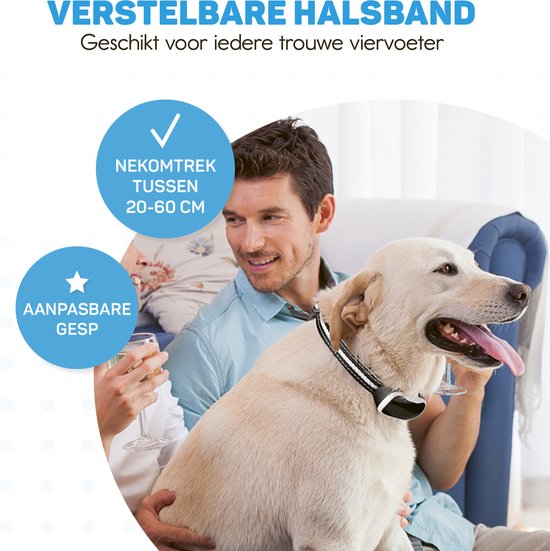 Anti Blafband Pro met LED - Opvoedingshalsband Zonder Schok - Anti Blaf Apparaat voor Kleine en Grote Honden - Waterdicht, Oplaadbaar en Verlichting - Vibratie en Audio