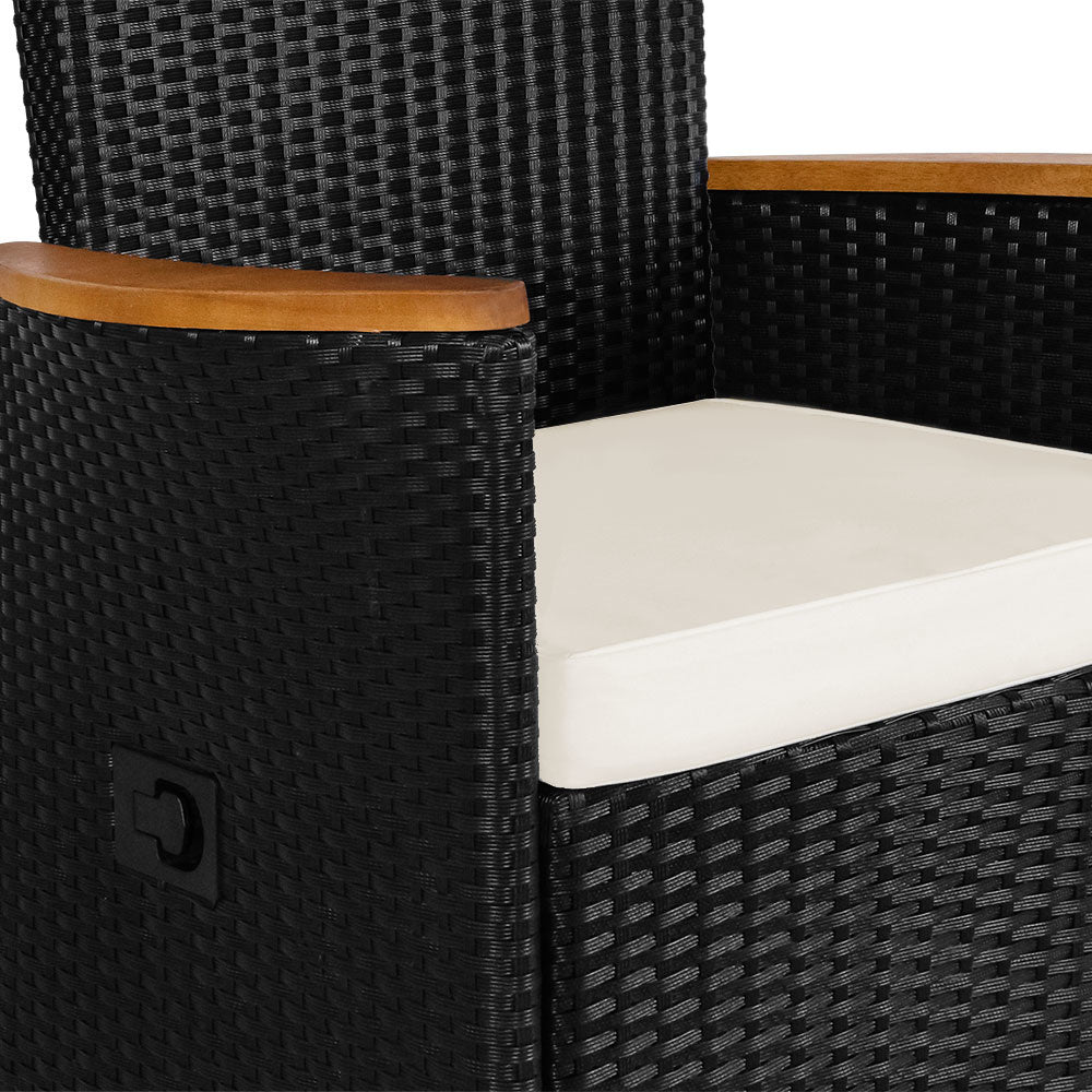 Casaria Polyrattan Tuinset - 8 Stoelen 1Tafel incl. Kussens - Zwart