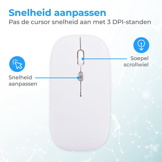 Nuvance - Draadloze Muis LED - Bluetooth - Ergonomisch - Laptop en gaming - Draadloos - Wit