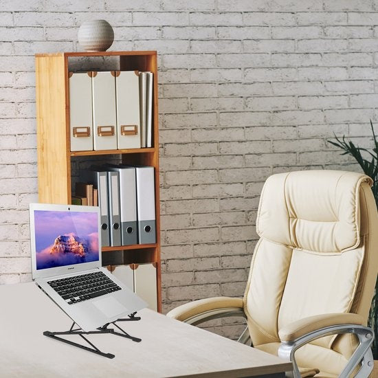 LURK® laptop standaard verstelbaar – Ergonomische Laptophouder – Opvouwbaar – Notebook/boek/tablet – Aluminium – 11 t/m 17 inch - Zwart