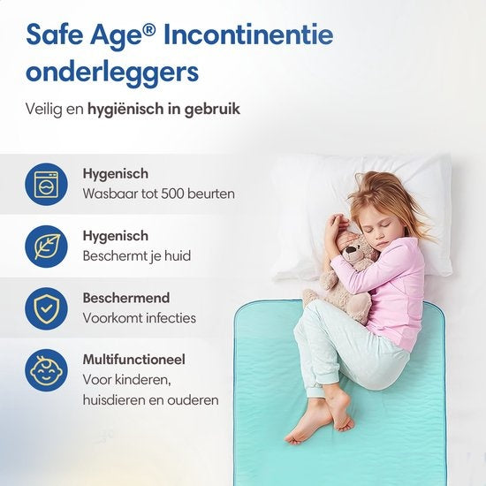SafeLife wasbare incontinentie onderleggers voor volwassenen, huisdieren en kinderen - matrasbeschermer - anti slip - Groot