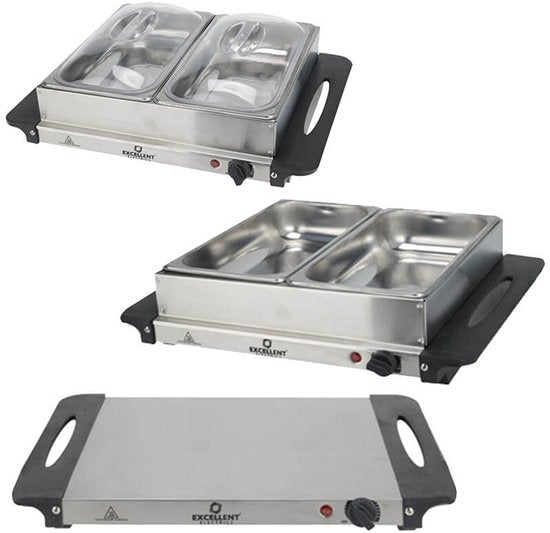 Excellent Electrics Buffetwarmer - Elektrisch - Met 2 RVS bakken - 200W
