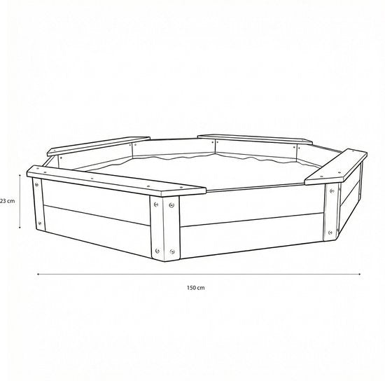 AXI Onno XL Zandbak 150 x 150 x 23 cm in Bruin/antraciet – Met Zitbankjes – Met Hoes – FSC 100% Cederhout – Grote zandbak voor kinderen