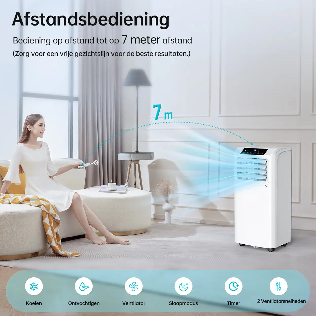 Humhold Mobiele Airconditioner 9000 BTU - 3-in-1 Koelen, Ontvochtigen en Ventileren - tot 33 m²