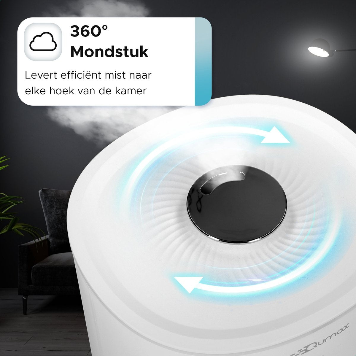 Qumax Luchtbevochtiger met Aromatherapie – Humidifier – Vernevelaar – Verschillende Standen – Stil Ontwerp – 2,8L