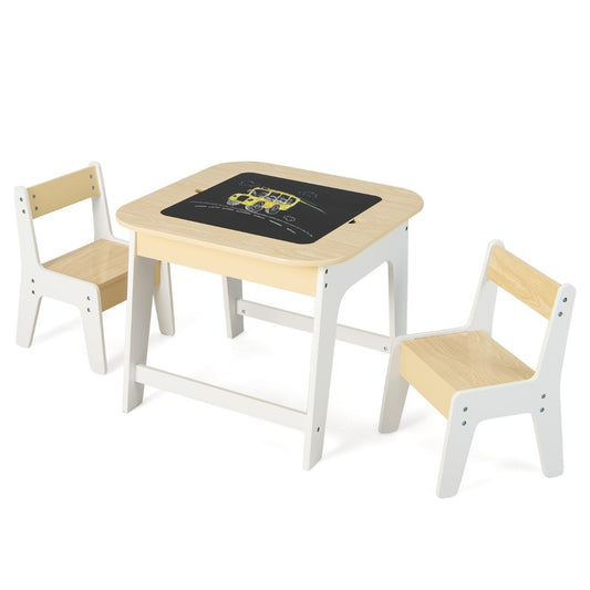 Coast kindertafel met 2 stoelen 3 TLG kinderstoelgroep hout met dubbelzijdige tafel top