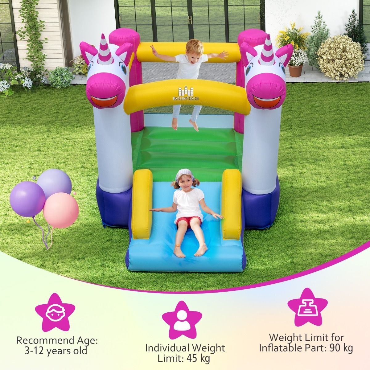Coast Opblaasbaar Speelkasteel - 2-in-1 Trampoline met Glijbaan - Voor Kinderen - Multicolor