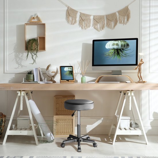 Casaria Verstelbare Draaikruk - 46/60cm Zithoogte – 1 Stuks Zwart
