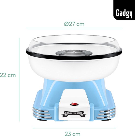 Gadgy Suikerspinmachine Retro Blauw - Met 10 Stokjes en Maatlepel - Suikerspinmakers - Snoep - Kinderfeestje