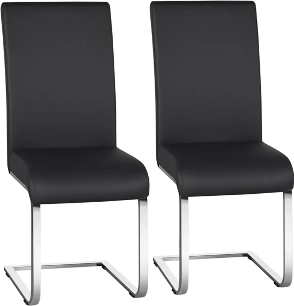 Yaheetech Eetkamerstoelen - PU Leer - Metaal - Set van 2 - 41,5 x 55 x 103 cm - Zwart