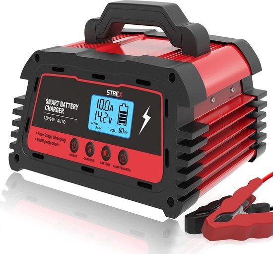 Strex Industriele Acculader - 12/24V 5/10/25A - voor Auto / Motor / Scooter / Boot / Camper - Reparatiemodus - Druppellader