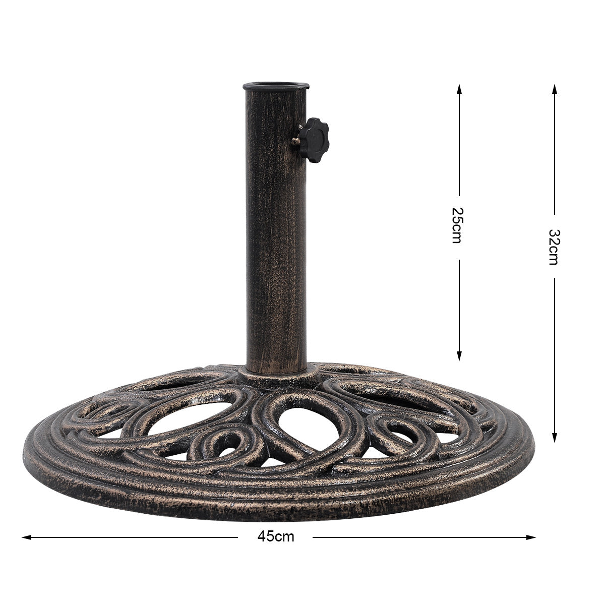 Coast Gietijzeren Parasolvoet - Parasolstandaard - 32 cm Hoog - Brons