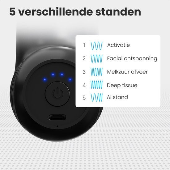 Auronic Massage Gun - Massage Apparaat - Professioneel - 4 Opzetstukken en Koffer - Massage Pistool - Hele Lichaam - Donker Grijs