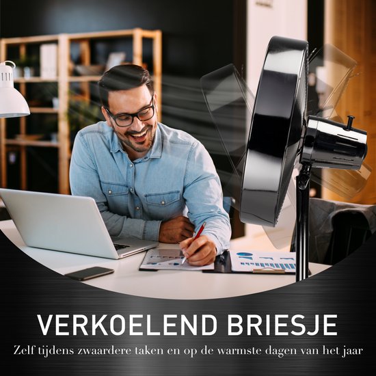 Lifetime Air Statiefventilator - 230V - Hoogte 85-125 CM - 3 Snelheden - Oscillerende Functie - Kantelbaar - Zilver